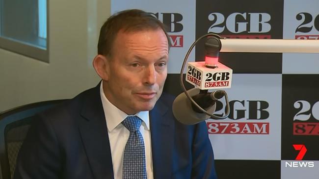 Former Prime Minister Tony Abbott has been given an unequivocal message from one of Malcolm Turnbull’s senior ministers to stop his “constant criticism” of the government. Picture: Channel Seven