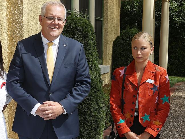 Former prime minister Scott Morrison with Grace Tame. Picture: NCA NewsWire / Gary Ramage