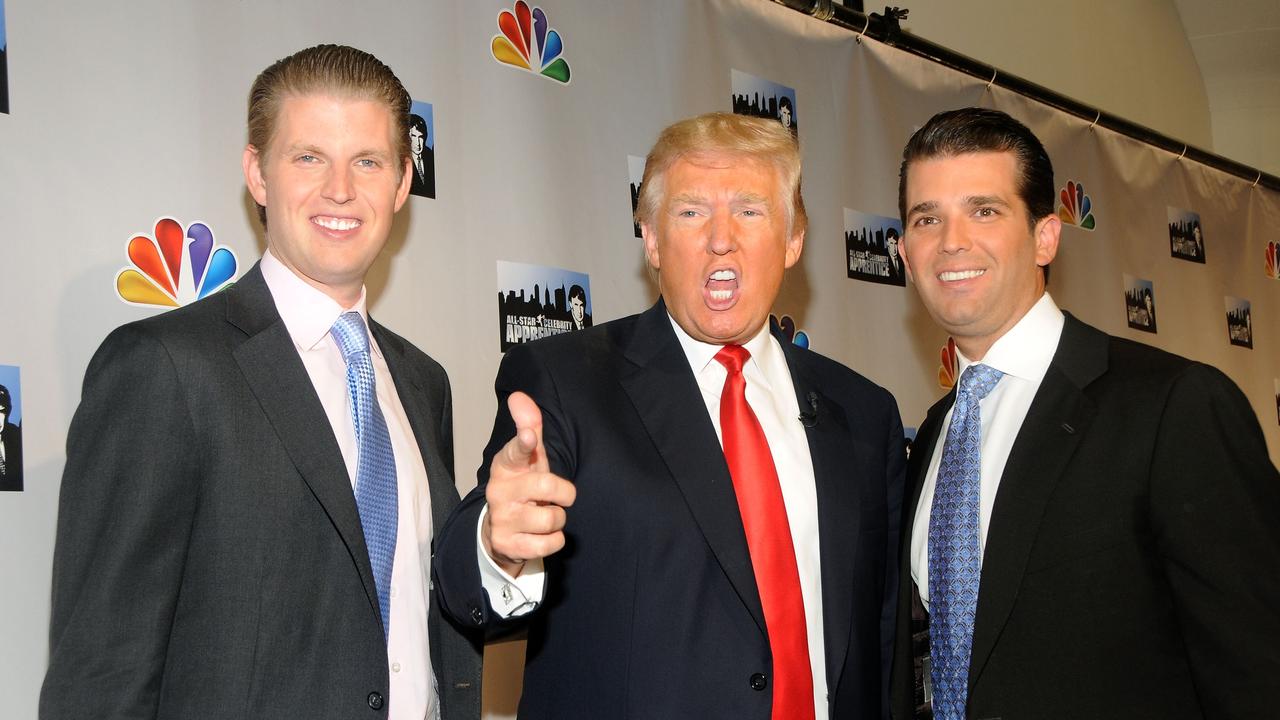 Donald Trump received interest payments in 2017 from his son Eric (L) of $24,000 and from Donald Jnr (R) of $8715. (Photo by Desiree Navarro/WireImage)