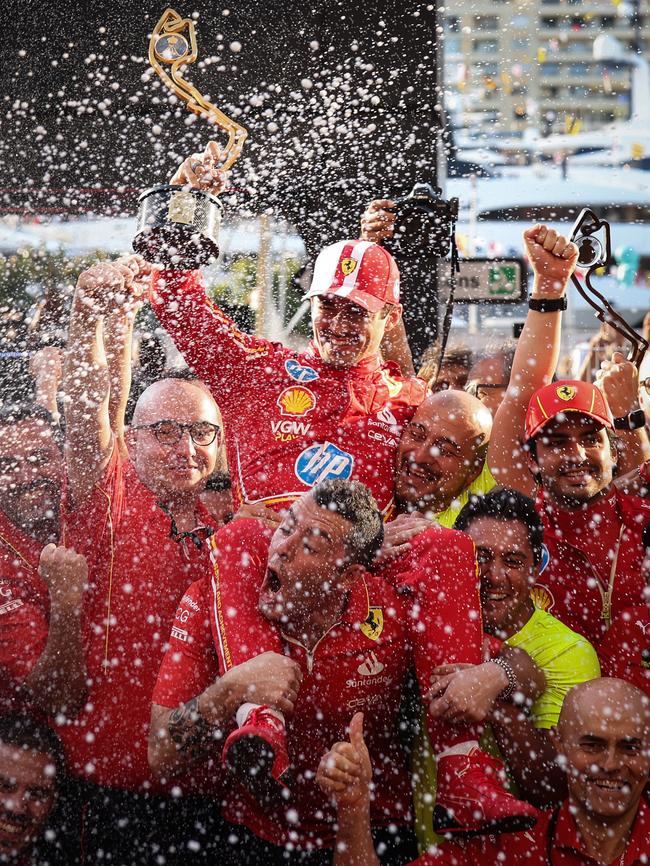Hometown hero winner Charles Leclerc celebrates after the F1 Grand Prix of Monaco last year. Picture: Ryan Pierse/Getty Images