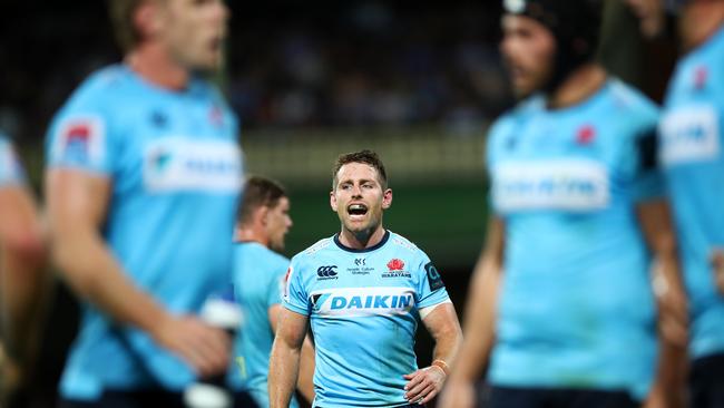 Match-winner Bernard Foley rallies his troops. Picture: Getty