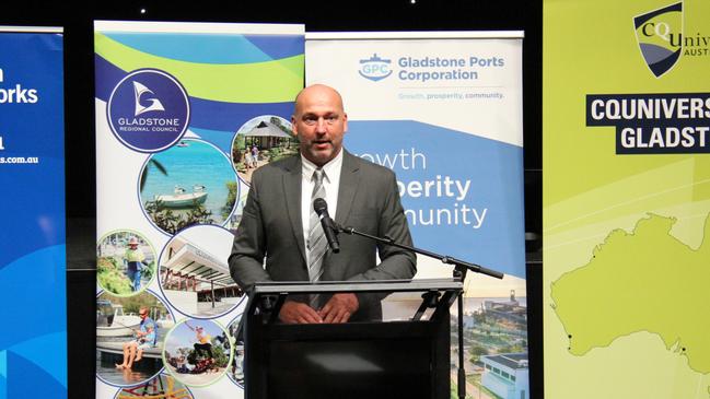 Gladstone Ports Corporation acting Chief Executive Craig Walker addresses the launch of the Gladstone Hydrogen Ecosystem project. Mr Walker commenced the new role of Chief Operations Officer on April 12. Picture: Rodney Stevens