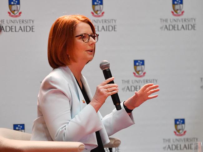 Former prime minister Julia Gillard is speaking to the public on efforts to achieve gender equality. Picture: AAP/David Mariuz