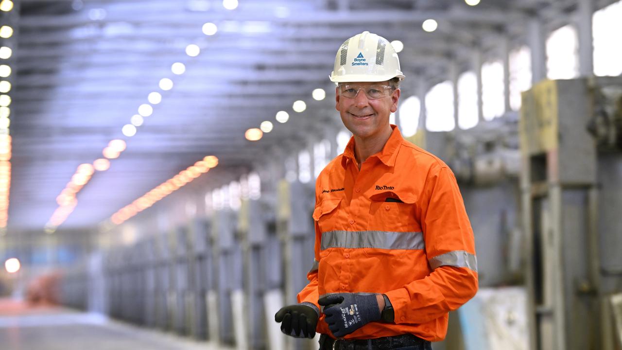 Rio Tinto CEO Jakob Stausholm during a visit to the Boyne Aluminium smelter at Gladstone in Queensland. Picture: Lyndon Mechielsen