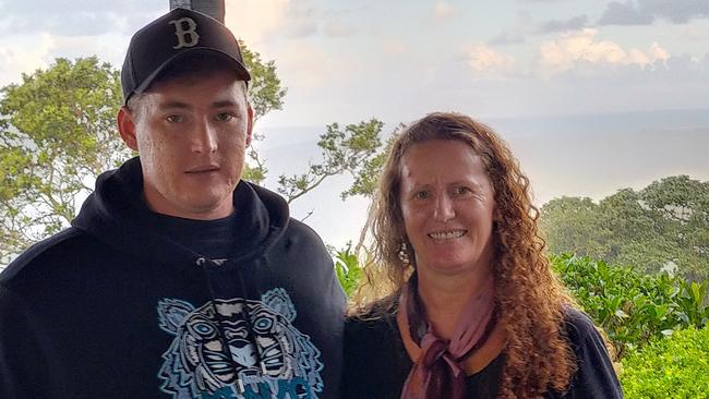 Edan Huntington, pictured with his mum Delia Harpur, has been missing since January 18 after driving off from a holiday rental in Montville.