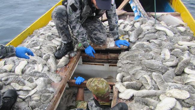 250kg of trepang (sea cucumber) was found on board the Alwi Jaya. Picture: Supplied/AFMA