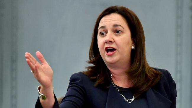 Queensland Premier Annastacia Palaszczuk responding in Question Time at State Parliament. (AAP Image/Darren England)