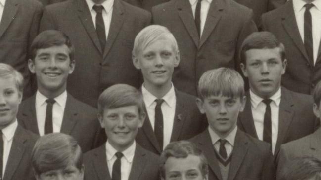 A young Peter Garrett (centre, blond hair) at Barker College in 1967.