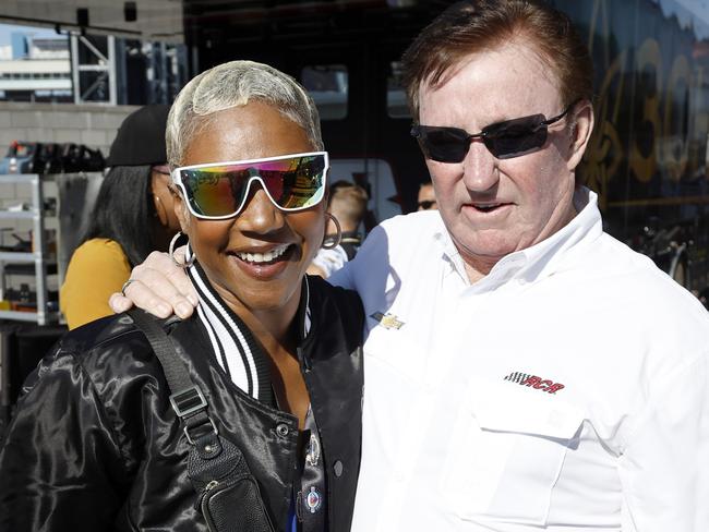 Tiffany Haddish and RCR team owner and NASCAR Hall of Famer, Richard Childress. Picture: Sean Gardner/Getty Images