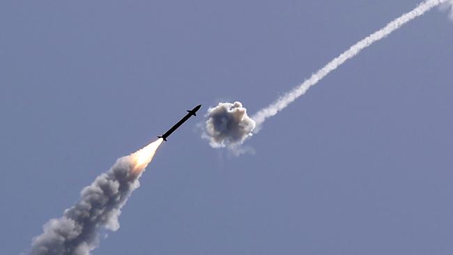 Israel's Iron Dome aerial defence system intercepts a rocket launched from the Gaza Strip this week. Picture: AFP