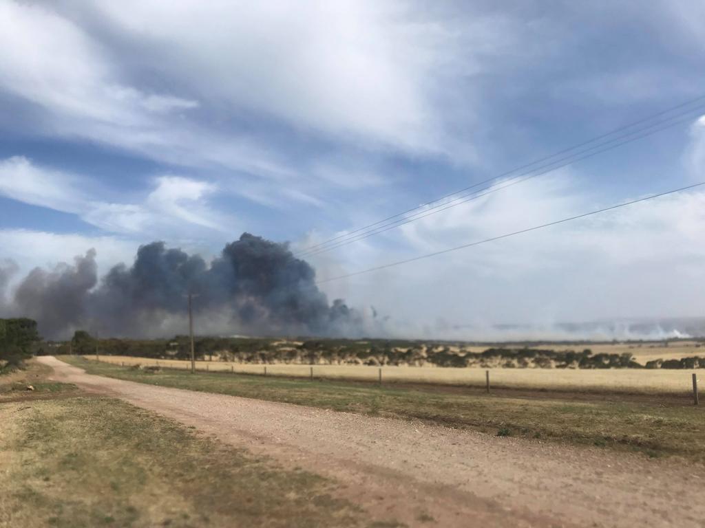 Smoke over Port Lincoln from the Duck Ponds fire. Picture: Simone Bertram