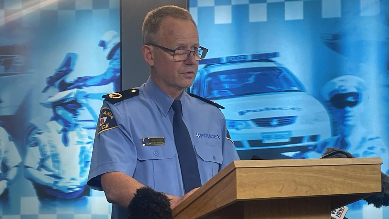 Tasmania Police Assistant Commissioner Adrian Bodnar confirms a knife-wielding man shot dead by police in Launceston's CBD. Picture: Genevieve Holding