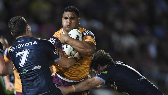 Tevita Pangai was a wrecking ball for Brisbane. Picture: Ian Hitchcock