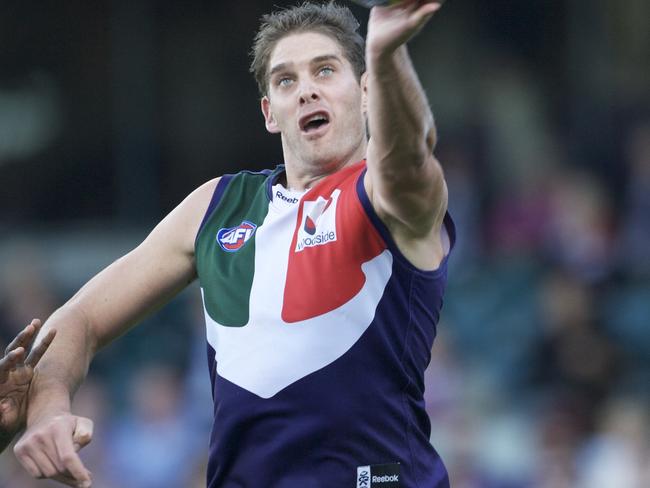 Aaron Sandilands in he Dockers classic 2010 strip. Picture: AAP