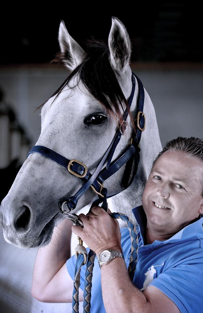 Trainer Trevor Andrews and Luckygray. Picture: Richard Ashford-Hatherly