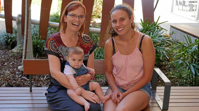 JUST LIKE FAMILY: Midwife Josie Greaves and BUMPs participant Kehyra Smith with her baby Jayda. Picture: Eden Boyd