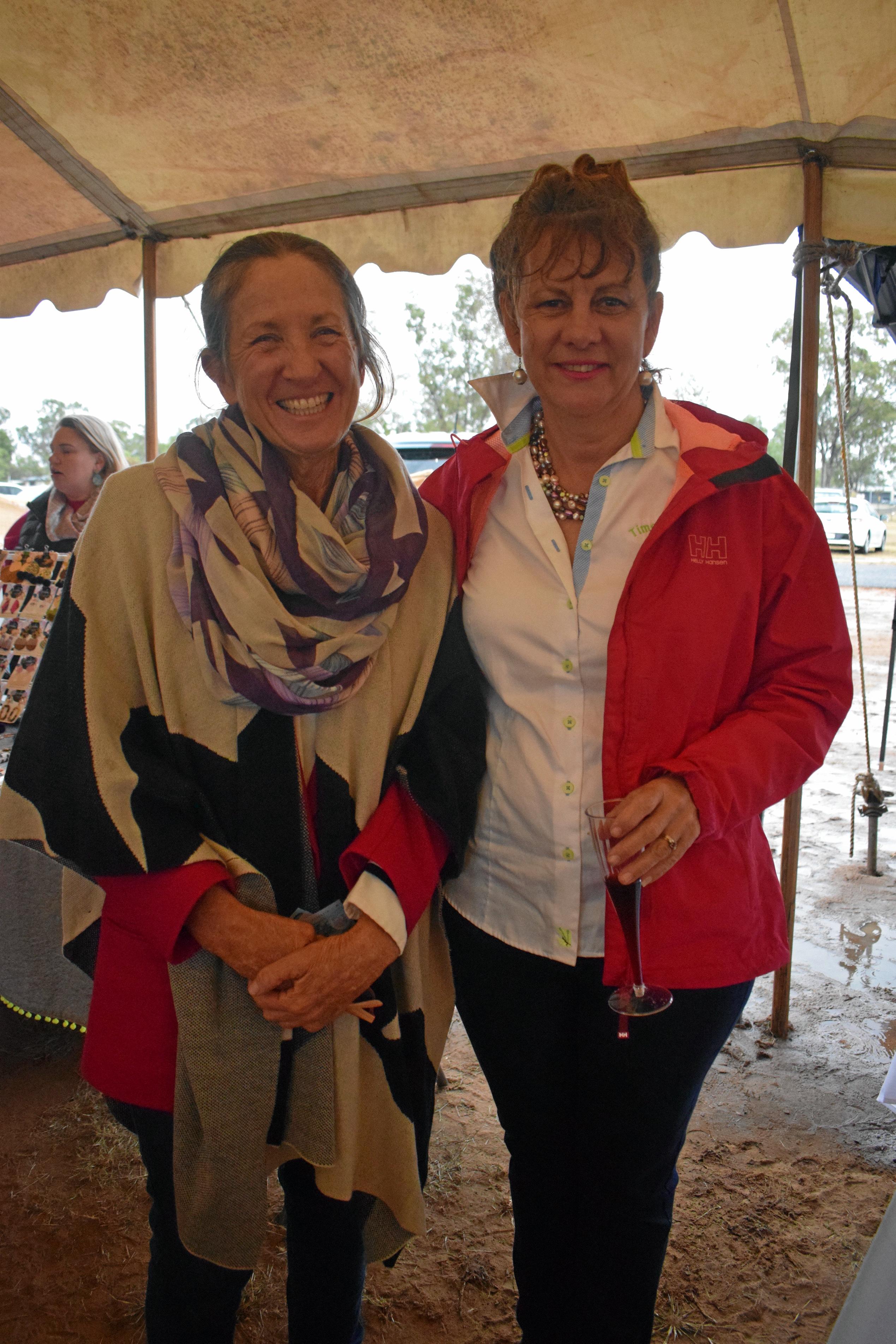 Karen Huskisson and Susie Moore at the Condamine Cods Annual Ladies Day, June 8. Picture: Brooke Duncan