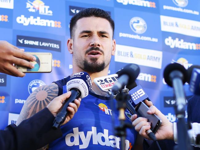 SYDNEY, AUSTRALIA - MAY 10: Nathan Peats speaks to the media during a Parramatta Eels NRL Media Opportunity at the Eels Training Centre on May 10, 2016 in Sydney, Australia. (Photo by Matt King/Getty Images)