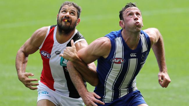 Todd Goldstein showed he’s still one of the best ruckmen in the game. Picture: Michael Klein