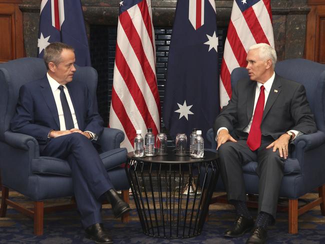 Opposition leader Bill Shorten has met US Vice President Mike Pence. Picture: AP Photo/Rick Rycroft