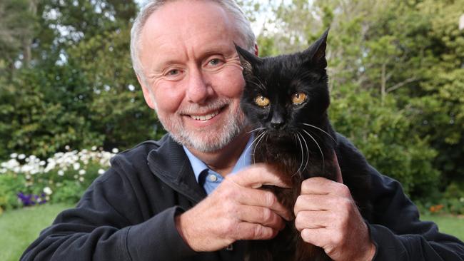 Paul Stevenson with his cat Paris. Picture: Stephen Laffer