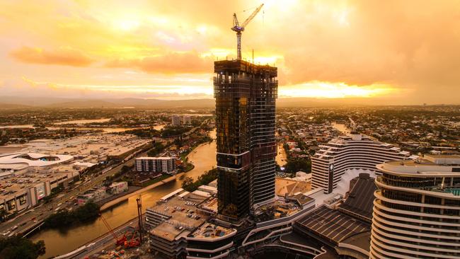 Latest photos showing progress on the Dorsett tower going up at Star Gold Coast's Broadbeach island precinct. Picture: Supplied, The Star Gold Coast