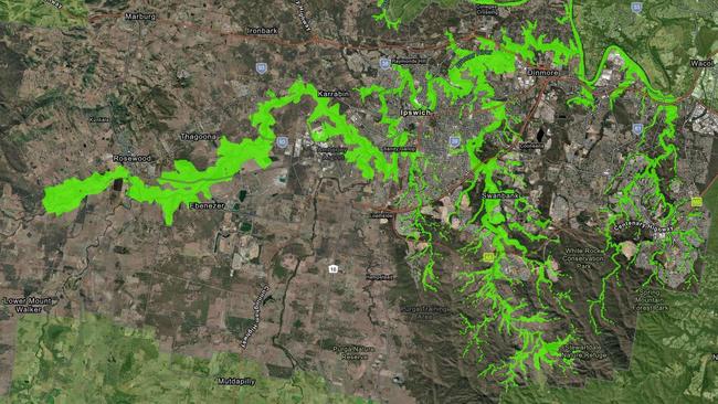 The flood map during the 2022 weather event. Picture: Ipswich City Council