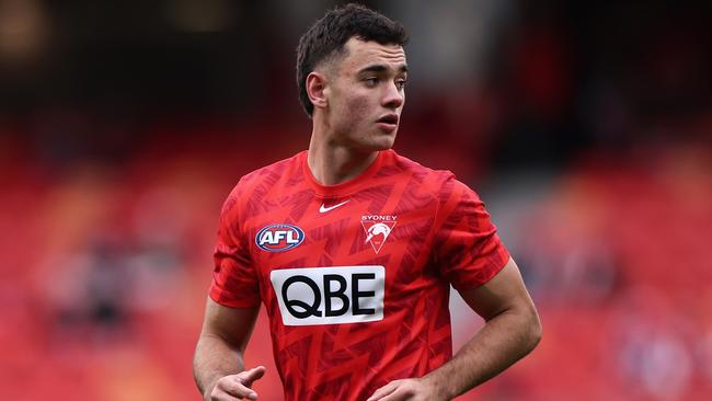 SYDNEY, AUSTRALIA - JUNE 22: Caiden Cleary of the Swans warms up during the round 15 AFL match between Greater Western Sydney Giants and Sydney Swans at ENGIE Stadium, on June 22, 2024, in Sydney, Australia. (Photo by Cameron Spencer/Getty Images)