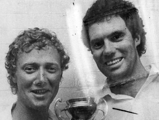 Kim Hughes pictured with Greg Chappell in their playing days. Chappell wins Hughes’ vote for the most elegant batsman he’s seen.