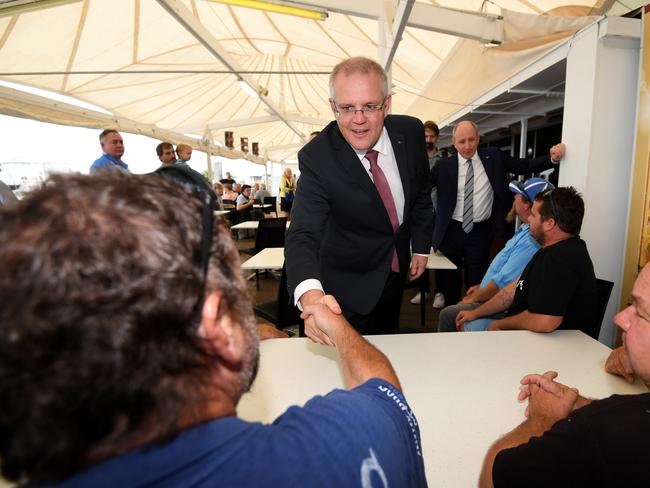 Scott Morrison meets workers and business owners from the fishing industry. Picture: Dan Peled