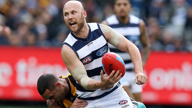 Gary Ablett played one of his best games for the season against the Hawks. Picture: Michael Klein