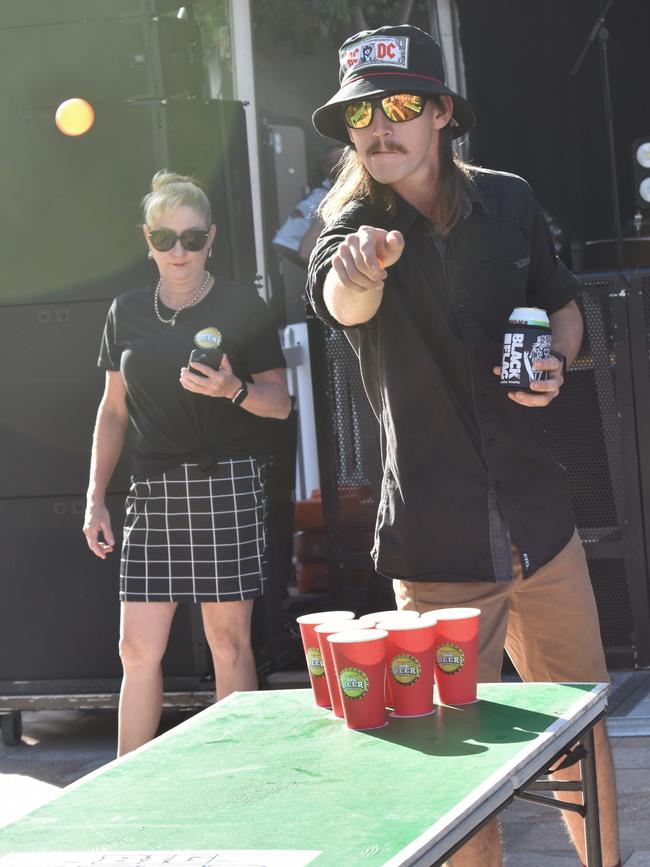 Beer pong action at the Capricorn Food and Wine Festivalâ€™s Big Beer Festival, Rockhampton Riverside Precinct, March 19, 2022.