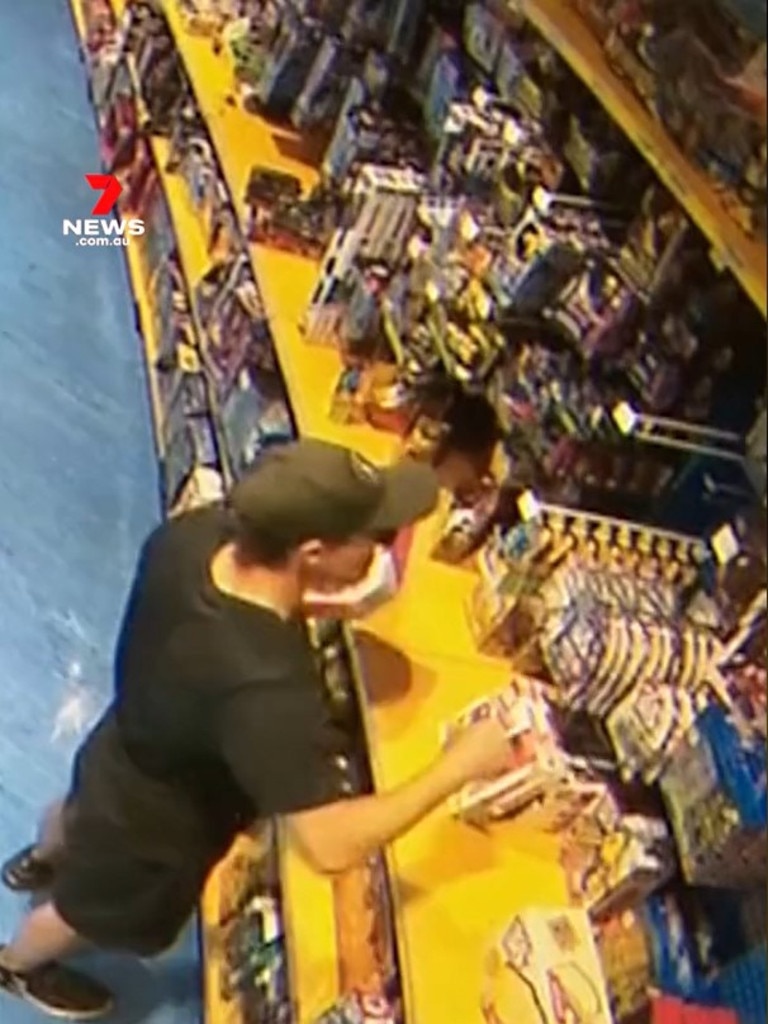 A police officer in Melbourne showed compassion towards an alleged shoplifter who stole three wrestling figurines for his son from a toy store. Picture: 7 News