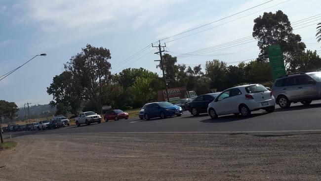 Maroondah Highway was at a standstill as people queued to donate at Coldstream.