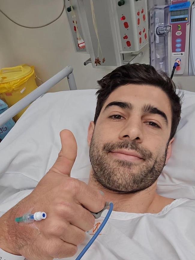 Christian Petracca in hospital. Picture: Instagram