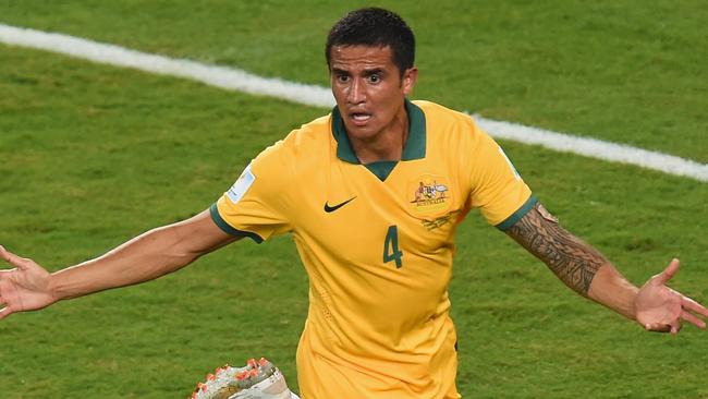 Tim Cahill of Australia reacts after having a goal disallowed against Chile in their World Cup opener.