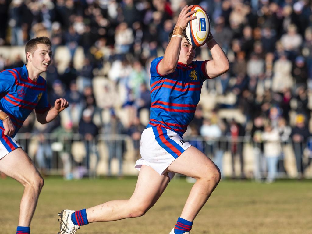 Heath Lindenmayer of Downlands against Grammar in O'Callaghan Cup on Grammar Downlands Day at Downlands College, Saturday, August 6, 2022. Picture: Kevin Farmer