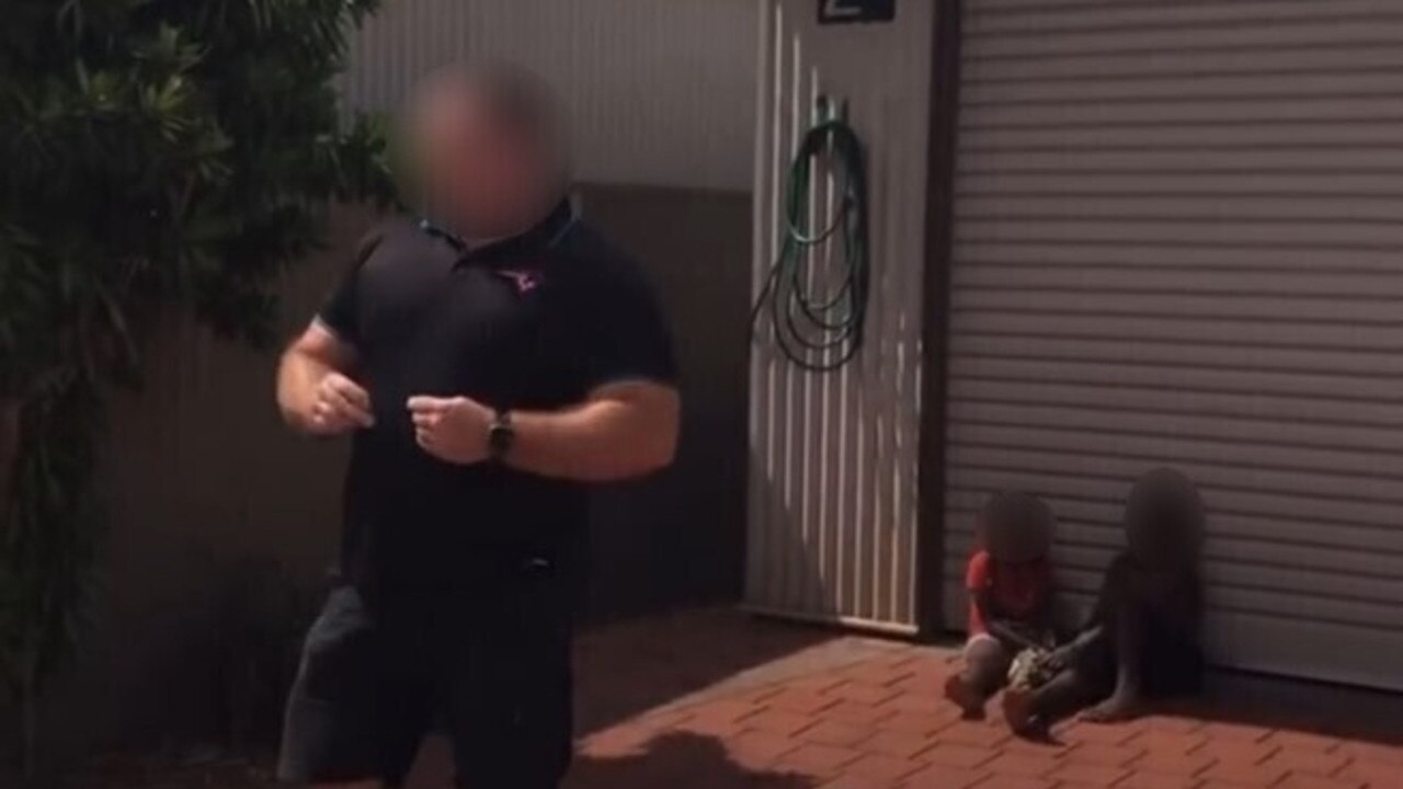 A 45-year-old man West Australian man has been charged with three counts of aggravated assault after a video emerged of three Aboriginal children tied up with cable ties in a front yard. Picture: Instagram