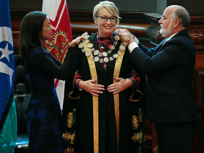 Swearing in ceremony of Melbourne's new Lord Mayor Sally Capp at Town Hall. Picture: Ian Currie