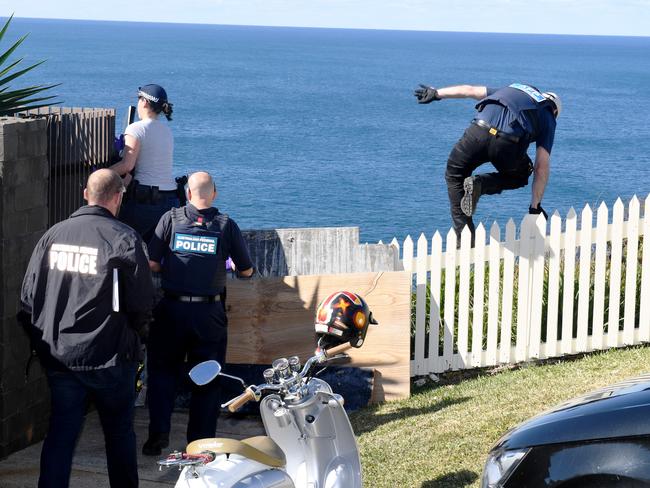 Police searching John Ibrahim’s house in August, 2017. Picture: AAP/Brendan Esposito