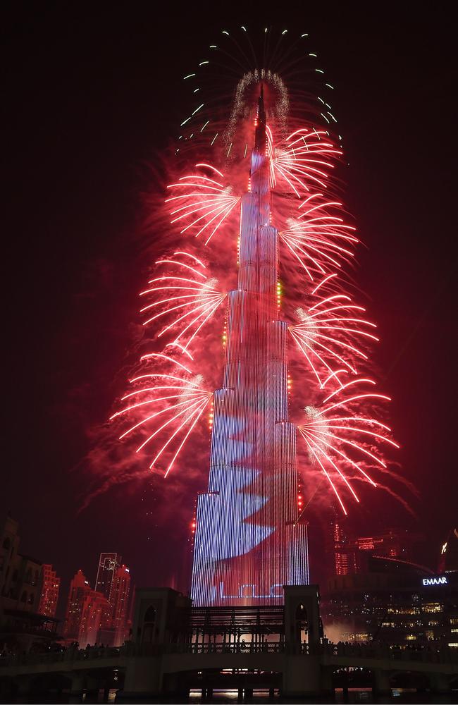 Fireworks explode at the Burj Khalifah, said to be the world’s tallest building, on New Year's Eve to welcome 2019 in Dubai. Picture: AFP