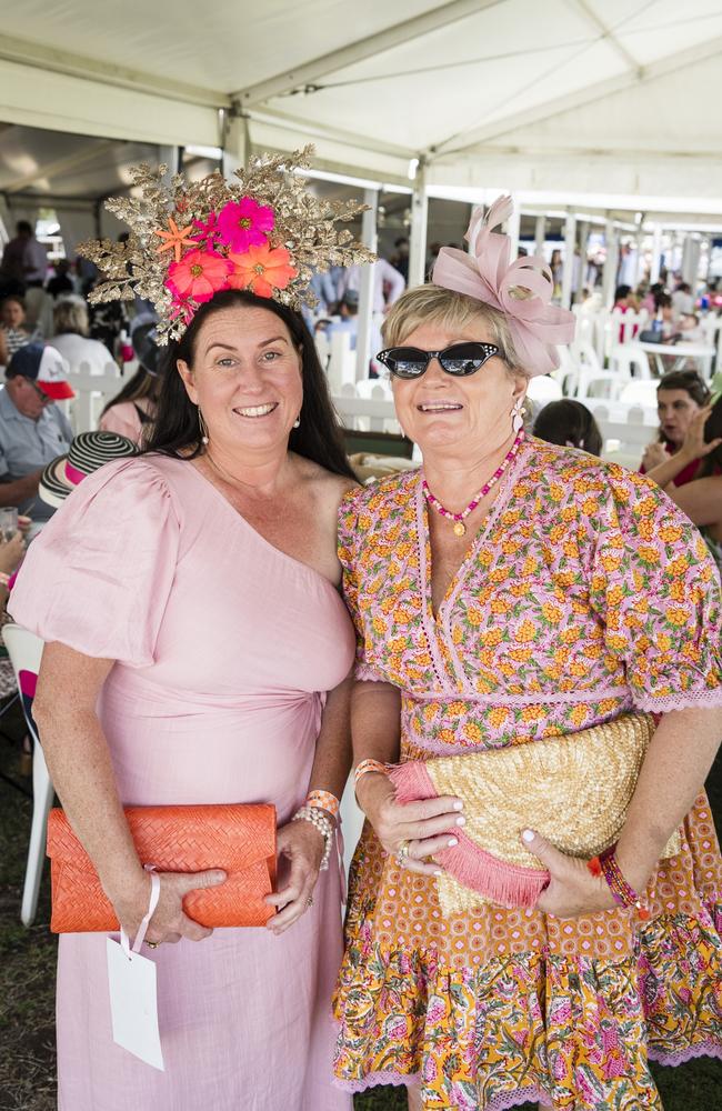 Rachael Vogel (left) and Michelle Hall at the Clifton Races hosted by Clifton Jockey Club, Saturday, October 28, 2023. Picture: Kevin Farmer