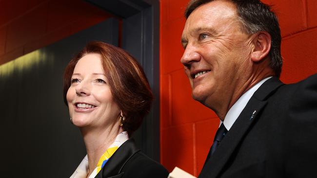 Former prime minister Julia Gillard and then-partner Tim Mathieson in 2012. Picture: Mark Nolan