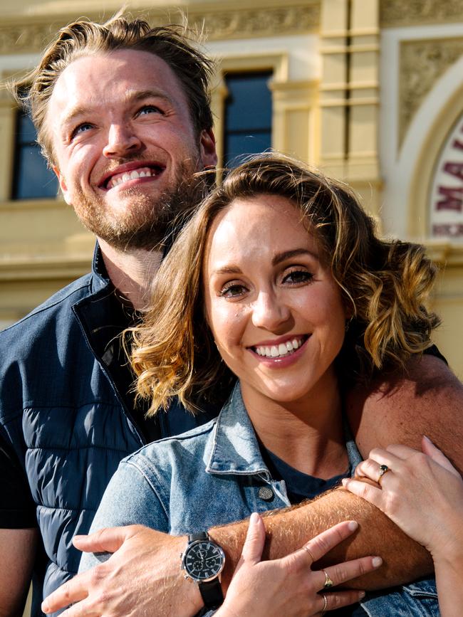 Actors Haydan Hawkins and Nadia Komazec star in The Wedding Singer and are set to tie the knot in real-life after finding love on-set. Picture: Morgan Sette