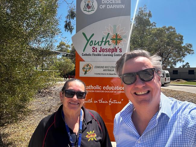 Flexible Schools chief executive Dr Matt Hawkins and St Josephâs principal Donna Hagen.