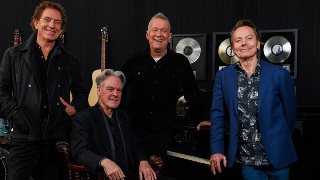 ** ON HOLD - CONFIDENTIAL & EXCLUSIVE - UNDER STRICT EMBARGO UNTIL 29 MAY, 2024 **, The band, Cold Chisel, Phil Small, Jimmy Barnes, Ian Moss, and Don Walker, in Alexandria, today., Picture: Justin Lloyd.