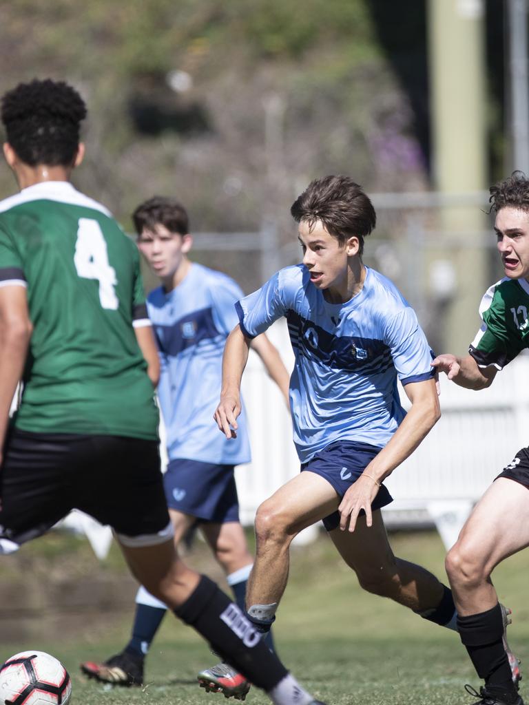 First XI football Brisbane Grammar School vs Brisbane Boys College. BGS #10 M Johnson. August 8, 2020. Picture: Renae Droop