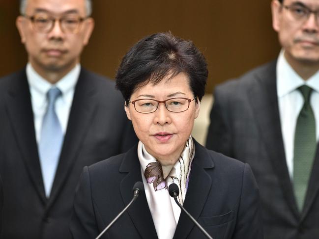 Protesters have called for Hong Kong’s pro-Beijing Chief Executive Carrie Lam to resign. Picture: AFP