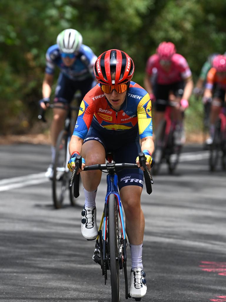 Australian Amanda Spratt makes an attack during stage 3 of the women's Tour Down Under earlier this month. Picture: Dario Belingheri/Getty Images