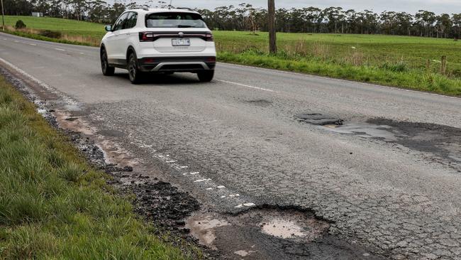 The Weekly Times- Country VictoriaÃs terrible roads.Picture- Nicole Cleary